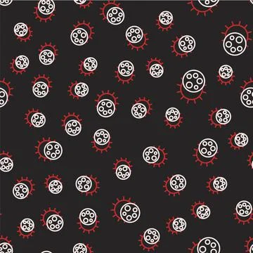 Line Eclipse of the sun icon isolated seamless pattern on black background Stock Illustration