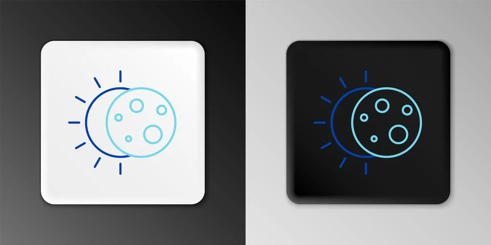 Line Eclipse of the sun icon isolated on grey background. Total sonar eclipse Stock Illustration