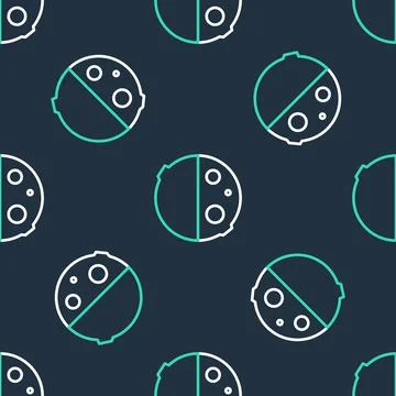Line Eclipse of the sun icon isolated seamless pattern on black background Stock Illustration