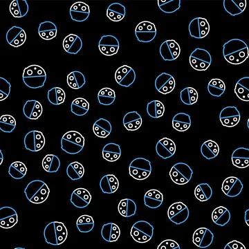 Line Eclipse of the sun icon isolated seamless pattern on black background Stock Illustration