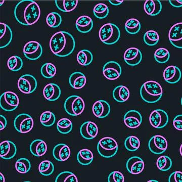 Line Eclipse of the sun icon isolated seamless pattern on black background Stock Illustration