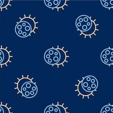 Line Eclipse of the sun icon isolated seamless pattern on blue background. Total Illustrazione stock