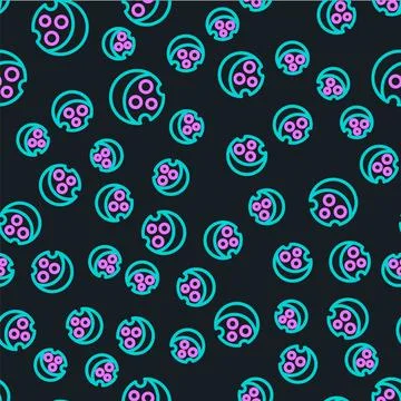 Line Eclipse of the sun icon isolated seamless pattern on black background Ilustração Stock
