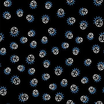 Line Eclipse of the sun icon isolated seamless pattern on black background Stock Illustration