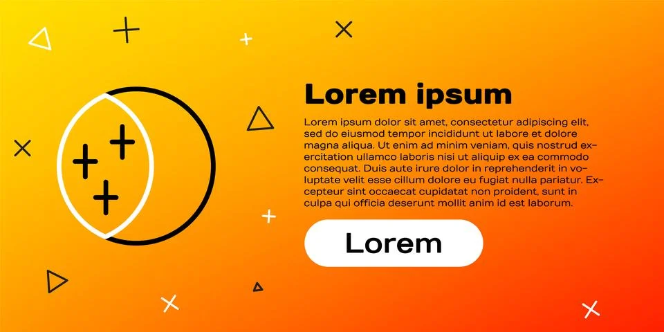 Line Eclipse of the sun icon isolated on yellow background. Total sonar eclipse Illustrazione stock