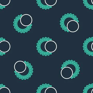 Line Eclipse of the sun icon isolated seamless pattern on black background... Stock Illustration