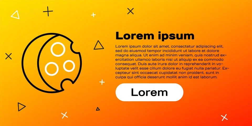 Line Eclipse of the sun icon isolated on yellow background. Total sonar ecl.. Stock Illustration