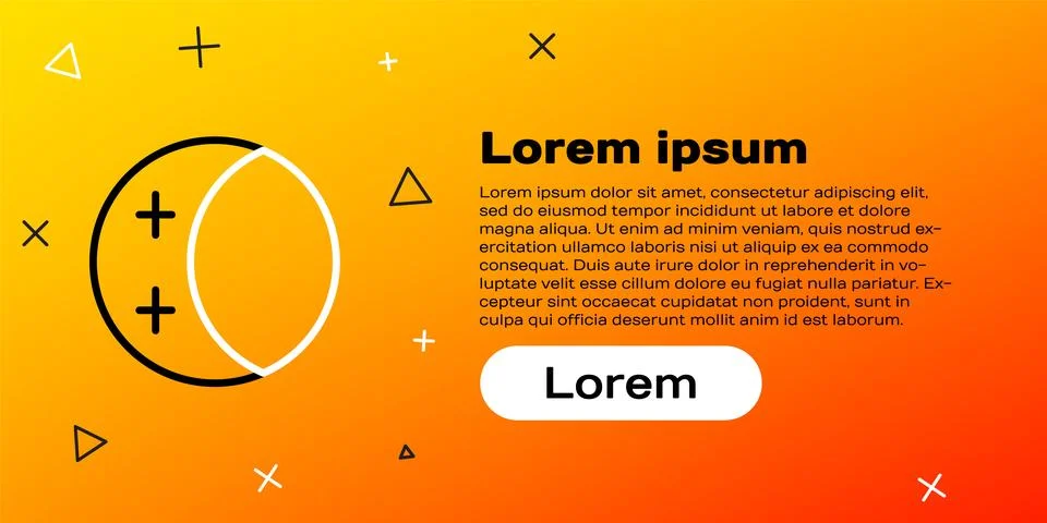 Line Eclipse of the sun icon isolated on yellow background. Total sonar ecl.. Stock Illustration