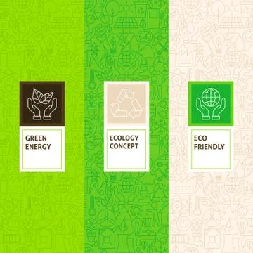 Line Ecology Patterns Set Stock Illustration