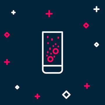 Line Effervescent aspirin tablets dissolve in a glass of water icon isolated on 库存插图