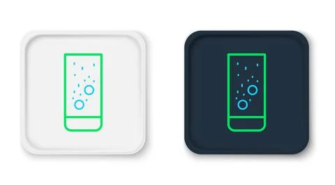 Line Effervescent aspirin tablets dissolve in a glass of water icon isolated on 库存插图