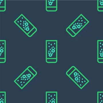 Line Effervescent aspirin tablets dissolve in a glass of water icon isolated 库存插图