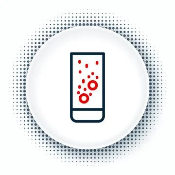 Line Effervescent aspirin tablets dissolve in a glass of water icon isolated on 库存插图