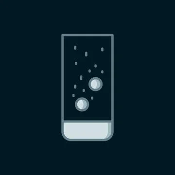Line Effervescent aspirin tablets dissolve in a glass of water icon isolate.. Stock Illustration