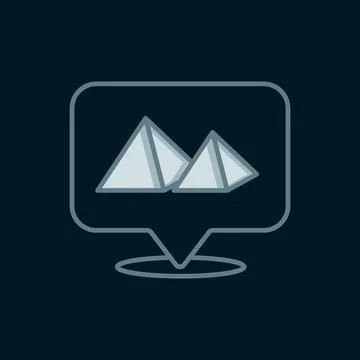 Line Egypt pyramids icon isolated on black background. Symbol of ancient Eg.. Stock Illustration