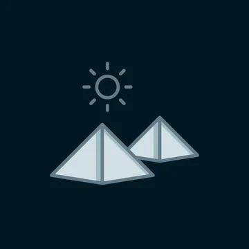 Line Egypt pyramids icon isolated on black background. Symbol of ancient Eg.. Stock Illustration