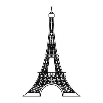 Line eiffel tower architecture from paris france Stock Illustration
