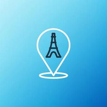 Line Eiffel tower icon isolated on blue background. France Paris landmark symbol Illustrazione stock