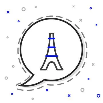 Line Eiffel tower icon isolated on white background. France Paris landmark Stock Illustration