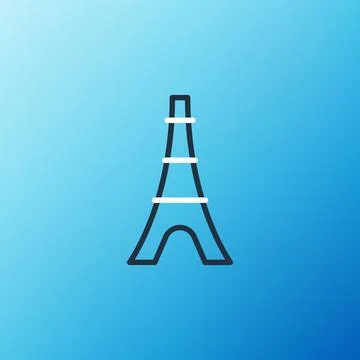 Line Eiffel tower icon isolated on blue background. France Paris landmark sym Stock Illustration