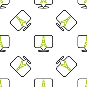 Line Eiffel tower icon isolated seamless pattern on white background. France Stock Illustration