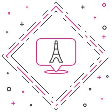 Line Eiffel tower icon isolated on white background. France Paris landmark Illustrazione stock