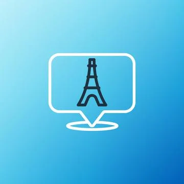 Line Eiffel tower icon isolated on blue background. France Paris landmark symbol 스톡 일러스트