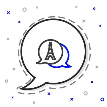 Line Eiffel tower icon isolated on white background. France Paris landmark Stock Illustration