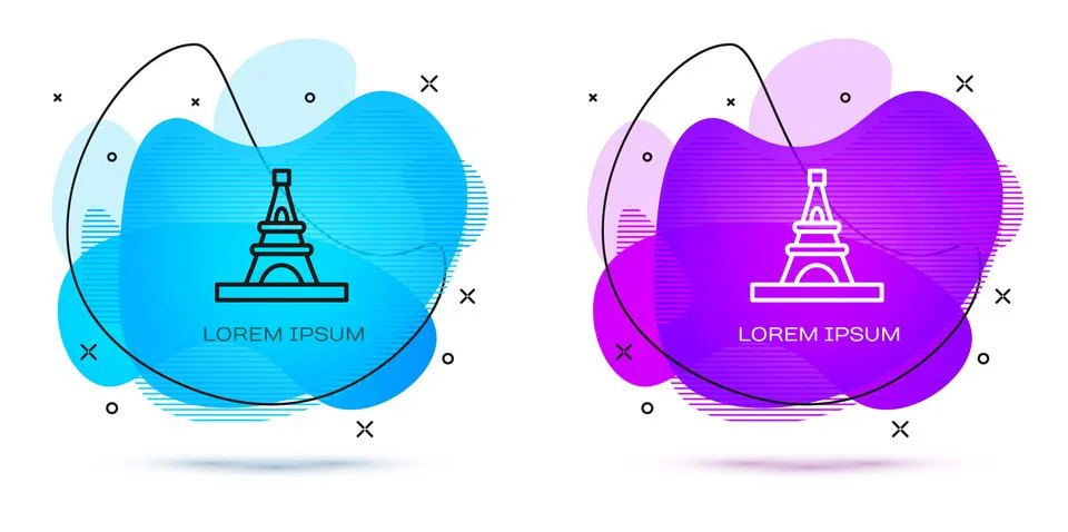 Line Eiffel tower icon isolated on white background. France Paris landmark Illustrazione stock
