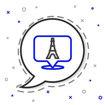 Line Eiffel tower icon isolated on white background. France Paris landmark sy イラスト素材