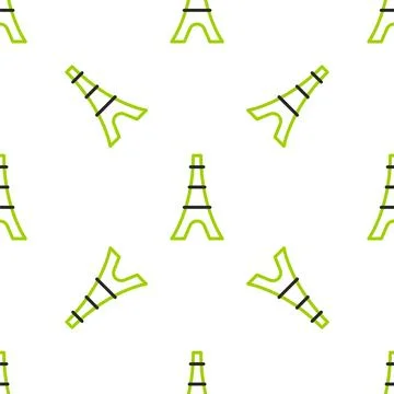 Line Eiffel tower icon isolated seamless pattern on white background. France Stock Illustration