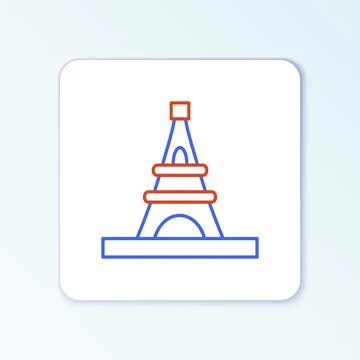 Line Eiffel tower icon isolated on white background. France Paris landmark .. Illustrazione stock
