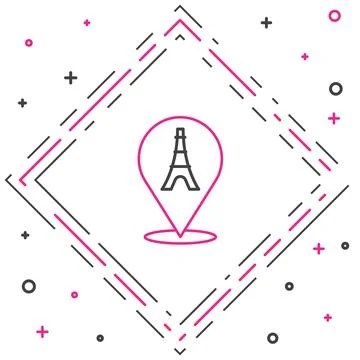 Line Eiffel tower icon isolated on white background. France Paris landmark .. Illustrazione stock