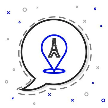 Line Eiffel tower icon isolated on white background. France Paris landmark .. Stock Illustration