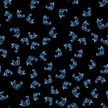 Line Electric drill machine icon isolated seamless pattern on black background Stock Illustration