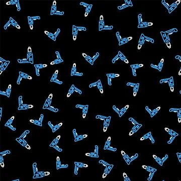 Line Electric drill machine icon isolated seamless pattern on black background 스톡 일러스트