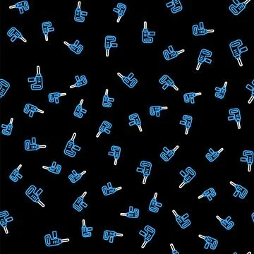 Line Electric drill machine icon isolated seamless pattern on black background Stock Illustration