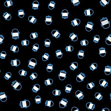 Line Electric engine icon isolated seamless pattern on black background. Car 스톡 일러스트