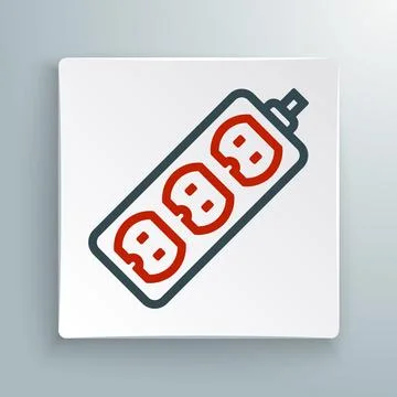 Line Electric extension cord icon isolated on white background. Power plug Illustrazione stock