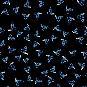 Line Electric jigsaw with steel sharp blade icon isolated seamless pattern on Stock Illustration