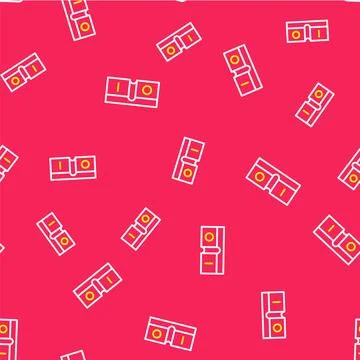 Line Electric light switch icon isolated seamless pattern on red background.. 스톡 일러스트