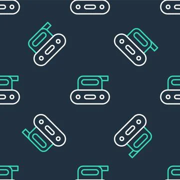 Line Electric planer tool icon isolated seamless pattern on black background. Stockillustratie