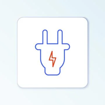 Line Electric plug icon isolated on white background. Concept of connection and 스톡 일러스트
