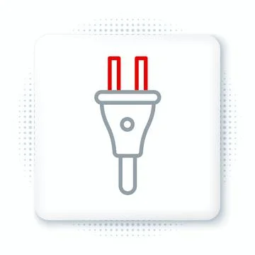 Line Electric plug icon isolated on white background. Concept of connection and Illustrazione stock