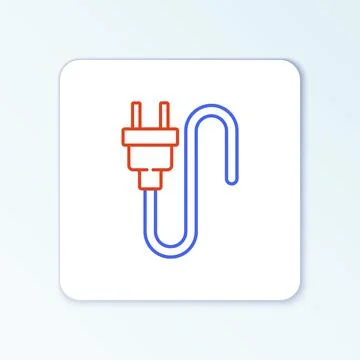Line Electric plug icon isolated on white background. Concept of connection and Illustrazione stock