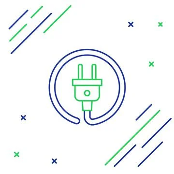 Line Electric plug icon isolated on white background. Concept of connection and Illustrazione stock