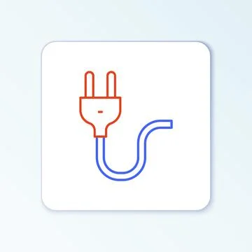 Line Electric plug icon isolated on white background. Concept of connection a Illustrazione stock
