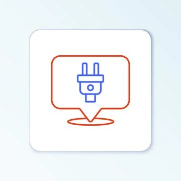 Line Electric plug icon isolated on white background. Concept of connection and Stockillustratie