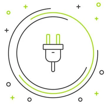 Line Electric plug icon isolated on white background. Concept of connection a Stockillustratie