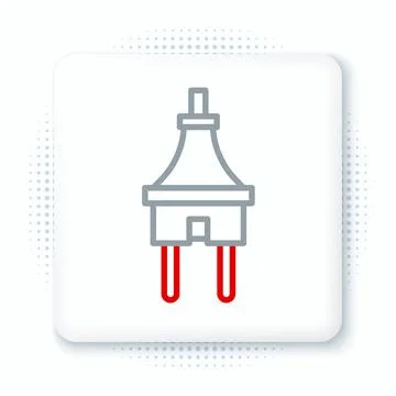 Line Electric plug icon isolated on white background. Concept of connection and 스톡 일러스트